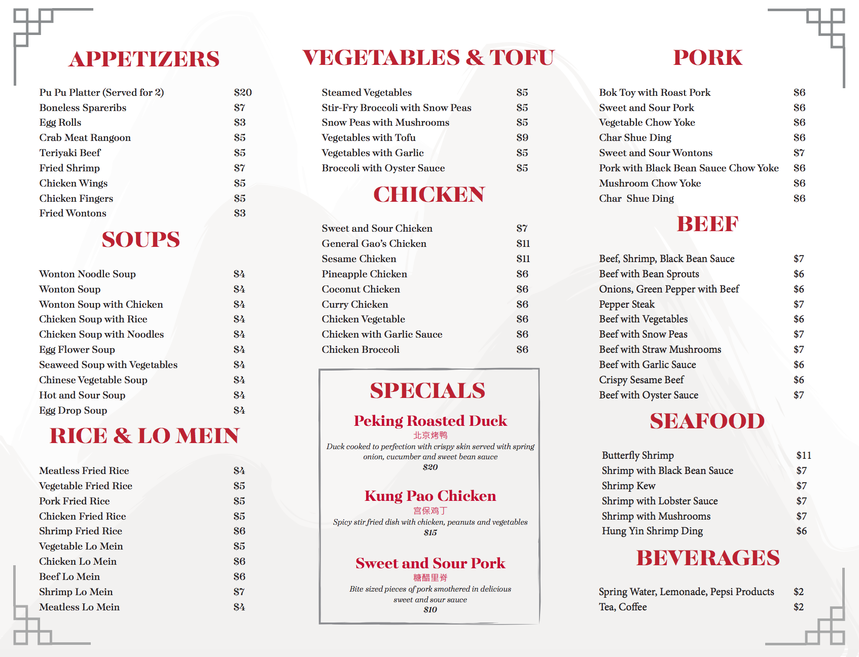 menu